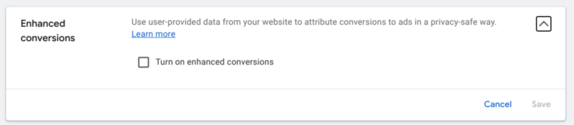 Включение расширенных конверсий в Google Ads