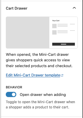 Настройки блока Mini-Cart