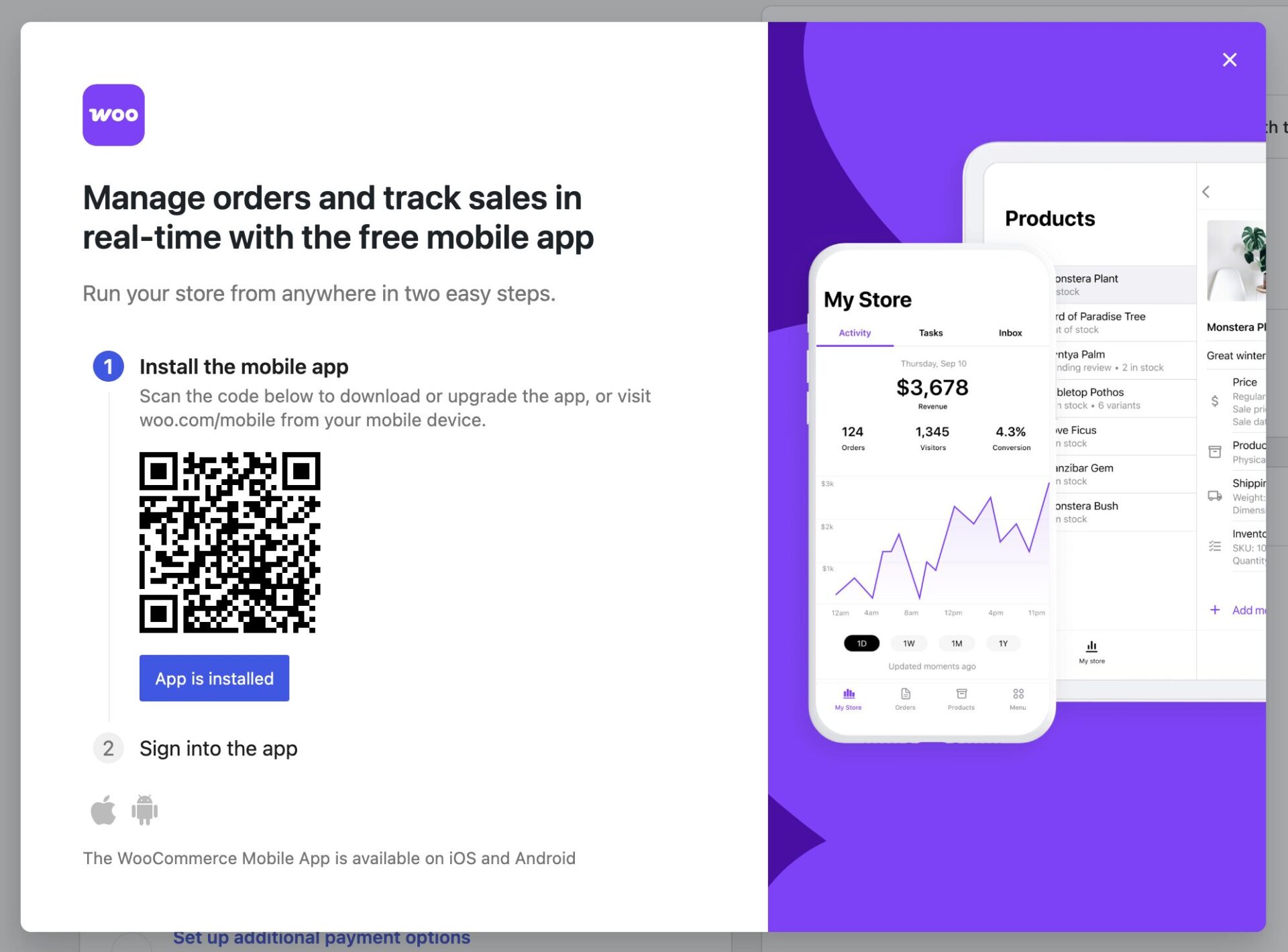 Быстрый вход в мобильное приложение WooCommerce